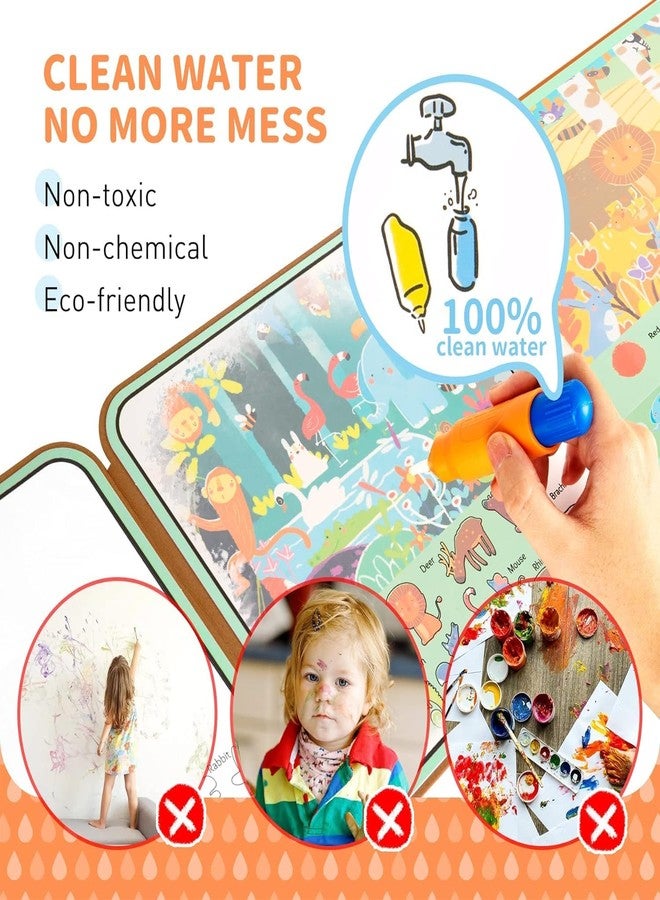 TEMSON Magical Water Painting Book, No-Mess Art Book Busy Book for Kid, Reusable Drawing Coloring Book with Portable Doodle (Zoo) - Image 4